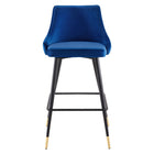 Modway Adorn Performance Velvet Bar Stool - Navy-Comes Fully Assembled
