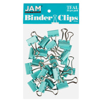 JAM Paper Colourful Binder Clips - Small - 3/4" - Teal - 25 Pack-Colour: Teal Binder Clips | Made of tempered steel for an extra strong hold