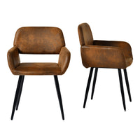 Homy Casa Office Visitor Chairs - Suede Brown Fabric - 2 Pack-Ergonomic backrest designed to follow the natural spine curve.