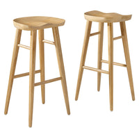 Modway Saville Backless Wood Bar Stools - Oak - Set of 2-Solid Mango Wood Bar Stools
