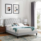 Modway Amber Performance Velvet Twin Platform Bed - Light Grey-Stain-Resistant Performance Velvet