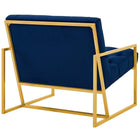 Modway Bequest Gold Stainless Steel Performance Velvet Accent Chair - Navy-Dense Foam Padding