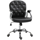 Vinsetto Faux Leather Office Chair with Button Tufted Backrest and Arms - Black-Faux leather is luxury and easy to maintain