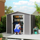 Outsunny Outdoor Storage Shed Garden Shed with Lock - 8' x 7' - Light Grey-4 ventilation windows keep the interior dry and fresh 