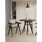 Manhattan Comfort Hamlet 19.67" Industry Chic Dining Arm Chair - Black and Natural Cane-Fine Natural Cane Made from Authentic Wooden Rattan