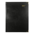 Brownline 2027 Executive Appointment Book Daily Planner with Sewn Binding - 10-3/4" x 7-3/4" - Black - Trilingual-Appointment schedule from 7:00 a.m.
to 10:45 p.m. in 15-minute intervals