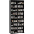 HOMCOM Double Media Cabinet, 9-Tier DVD Shelf with 18 Compartments - Black-Narrow construction 