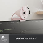 Logitech Brio 300 Full HD Webcam with Privacy Shutter & Noise Reduction Mic - Pink-Made for Meetings: Brio Webcam 300 is compatible with most video conferencing platforms and certified for Zoom, Microsoft Teams and Google Meet
