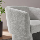Modway Muse Boucle Fabric Barrel Accent Chair - Newsprint-Non-Marking Floor Glides