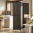 HOMCOM 3 Panel Handwoven Bamboo Freestanding Room Divider for Bedroom - Black-Material: Bamboo, Pine Wood
