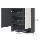 Kleankin Wall Mount Medicine Cabinet with Shelf and Mirror - Light Grey-An adjustable shelf in each cabinet accommodates different-sized items