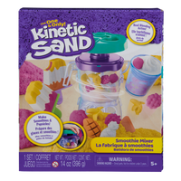 Kinetic Sand Smoothie Mixer Playset-Make smoothies & popsicles: Kids can create their own pretend play kitchen adventures as they craft fruity treats with 14 oz of pink, yellow & white Kinetic Sand, a mixer that really mixes sand, smoothie cup, popsicle mold & more