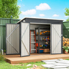 Outsunny Outdoor Storage Shed with Lockable Doors - 7.5' x 4.3' - Dark Grey-Lockable doors with hardware keep belongings safe and secure 
