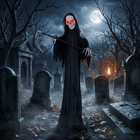 HOMCOM 6' Life Size Animated Grim Reaper with Sound Touch Activation - Black-Motorized body sways side to side along with haunting music to deliver spine-chilling scares 