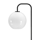 Hudson&Canal Harrison Arc Floor Lamp with Glass Shade - Blackened Bronze/White Milk-Paired with a white globe glass shade