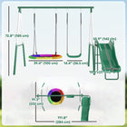 Qaba 5' Slide and Swing Set with Adjustable Seat and Saucer Swing - Green/White-Adjustable swing ropes customize for varying heights 