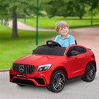 Aosom 12V Mercedes Benz AMG GLC63S Coupe Kids Electric Ride-On Car - Red-Separate horn and music buttons on the steering wheel, clear and loud 