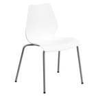 Flash Furniture HERCULES Series Stack Chair with Lumbar Support & Silver Frame - White-Multipurpose Stack Chair