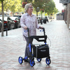 Journey Breeze Rollator Mobility Walker - Blue-Soft swivel wheels help deliver smooth maneuverability on indoor and outdoor surfaces