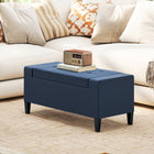 HOMCOM Storage Bench with Flip Top Ottoman - Blue-The rubberwood feet ensures its durability