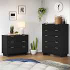 Manhattan Comfort Granville Modern Dresser and Chest Set - Black-Recommended for up to 35 inch TV.