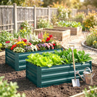 Outsunny 2-Piece Raised Garden Bed - 39" x 23" x 12"-Flat tops: pick up and carry safely
