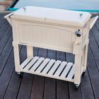Permasteel 80 Quart Furniture Style Patio Cooler - Cream-Powder Coated Steel Construction