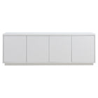 Hudson&Canal Hanson TV Stand for TV's up to 75" - White-A transitional design accommodates TVs up to 75" for your entertaining space