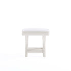 Manhattan Comfort Abigail 20.47" Mid-Century Modern Velvet Upholstered Ottoman Bench - Cream-20.47" L x 22" W x 19.48" H