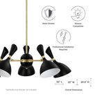 Modway Declare 5-Light 6" Arm Pendant - Black-Powder-Coated Metal Shades