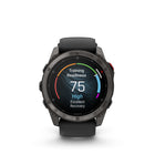 Garmin fēnix 8 Pro Multisport GPS Smartwatch - 51 mm - Carbon Grey DLC Titanium with Black/Pebble Grey Silicone Band-SAVE POWER WITH LTE-M - fēnix 8 Pro connects to the LTE-M network, which is designed to use less power than standard LTE communications — minimizing battery drain on your watch to keep your adventures going longer and stronger.