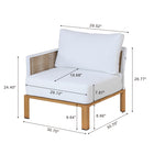 Manhattan Comfort Vine Modern 4-Piece Patio Conversation Set - Cream-3-Seater Sofa divides into 3 Sectionals: 2 Corner and 1 Center Chair