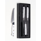 Minimal 4-Pieces Damascus White Stone Steak Knife Set, Service for 4-Unique elegant handles with ergonomic design