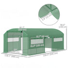 Outsunny Walk-in Tunnel Greenhouse - Large Mesh Windows & 3 Roll-Up Doors - 19.5' x 10' x 7.5' - 140 gsm PE cover on polytunnel allows 85% sunlight and UV resistance
 