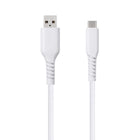 Basic Tech 6 foot Type-C Braided Cable - White-Braided for extra durability