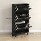 HOMCOM Modern Shoe Cabinet with 3 Flip Drawers for 12 Pairs - Black-The flat top displays decor or stores essentials