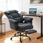 HOMCOM Executive Reclining Office Chair with Footrest and Folding Back - Dark Grey-Reclining back with 3 angles and retractable footrest offer personal comfort