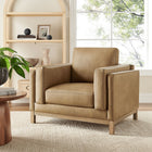 Modway Roscoe Vegan Leather Armchair - Toast-Kiln-Dried Weathered Wood Frame