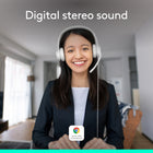 Logitech H390 Wired Stereo Headset for PC/Laptop with Noise Cancelling Mic - White-Rotating Noise Canceling Mic: Minimizes unwanted background noise for clear conversations, the rotating boom arm can be tucked out of the way when you’re not using it