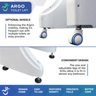 Mobile Patient Lift Regain Independence ArGo Powered Toilet Seat Riser - 440 lb Capacity-Rechargeable battery option for cordless convenience