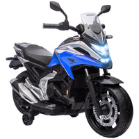 Qaba Honda Licensed 12V Electric Motorcycle with Headlights Music - Blue-Honda licence ensures quality, trust for this ride-on motorbike 