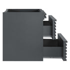 Modway Render 24" Wall-Mount Bathroom Vanity Cabinet - Grey-Full-Extension Drawers