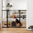 PawHut 30"-52" Extra Wide Pet Gate Barrier with Small Door - 35"H-Comes with the bottom locking block, it enhances the stability