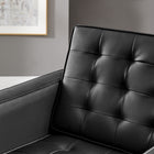 Modway Loft Tufted Vegan Leather Armchair - Silver Black-Biscuit Tufting