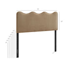 Modway Athena Stain-Resistant Performance Velvet King Size Headboard - Taupe-Scalloped Wave Design