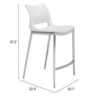 Zuo Ace Counter Stool - White/Silver - Set of 2-7