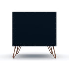 Manhattan Comfort Rockefeller 20.08" Mid-Century Modern 1-Drawer Nightstand - Tatiana Midnight Blue-30 Day Limited Manufacturer's Warranty