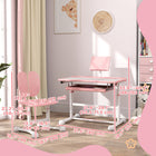 Qaba Kids Adjustable Height Desk and Chair Set with Tilting Desktop - Pink-Height of the table and chair adjusts to grow with your child 