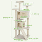 PawHut 54" Cat Tree Tower with Scratching Posts and Condos - Beige-Condos and a bed provide a cozy hideaway for naps 