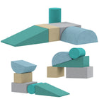 Qaba Climbing Toys for Toddlers - Soft Foam Climbing Blocks - Blue/Green-Five shapes combine freely, sparking creativity and spatial imagination 